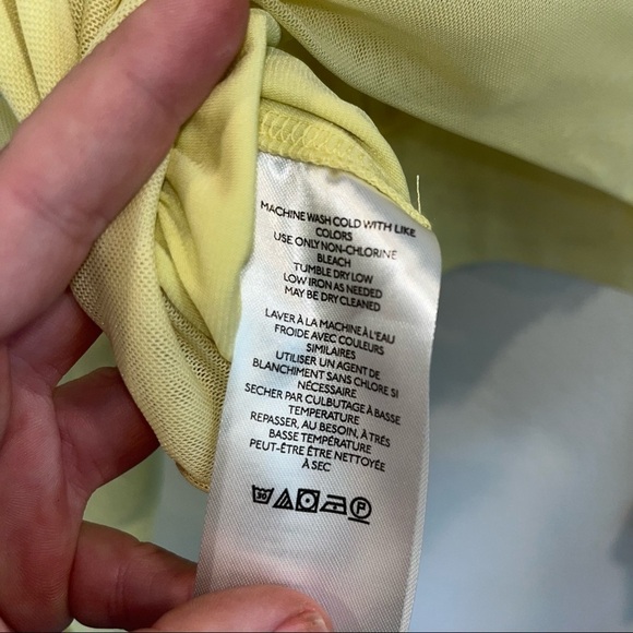 Free People lime green yellow mesh cross front tie back neck shirt size x small - Picture 7 of 7